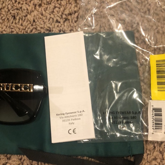 (NWT) Gucci RECTANGULAR FRAME SUNGLASSES Havana brown - Picture 8 of 13